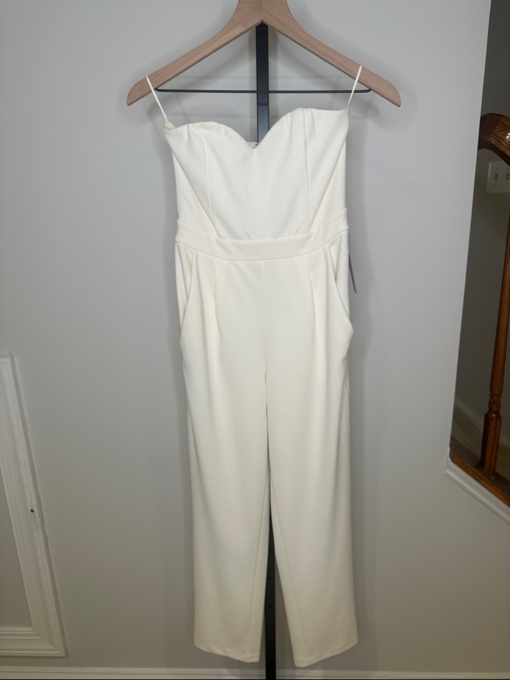 New Express Strapless Cream Jumpsuit